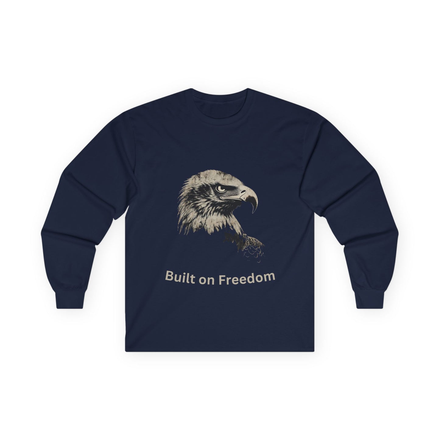 Built of Freedom text on a Long-Sleeve Tee