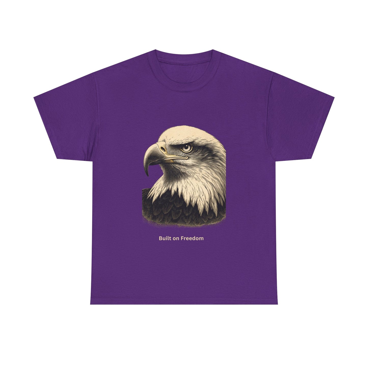 Engraved Eagle - Built for Strength - muted text on the bottom of a Heavyweight T-shirt