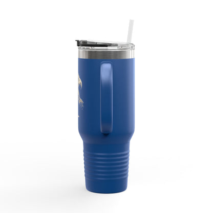 Built of Freedom text on the muted of a  40oz Insulated Travel Mug
