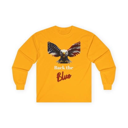 Back The Blue Patriotic Eagle on a long sleeve tee