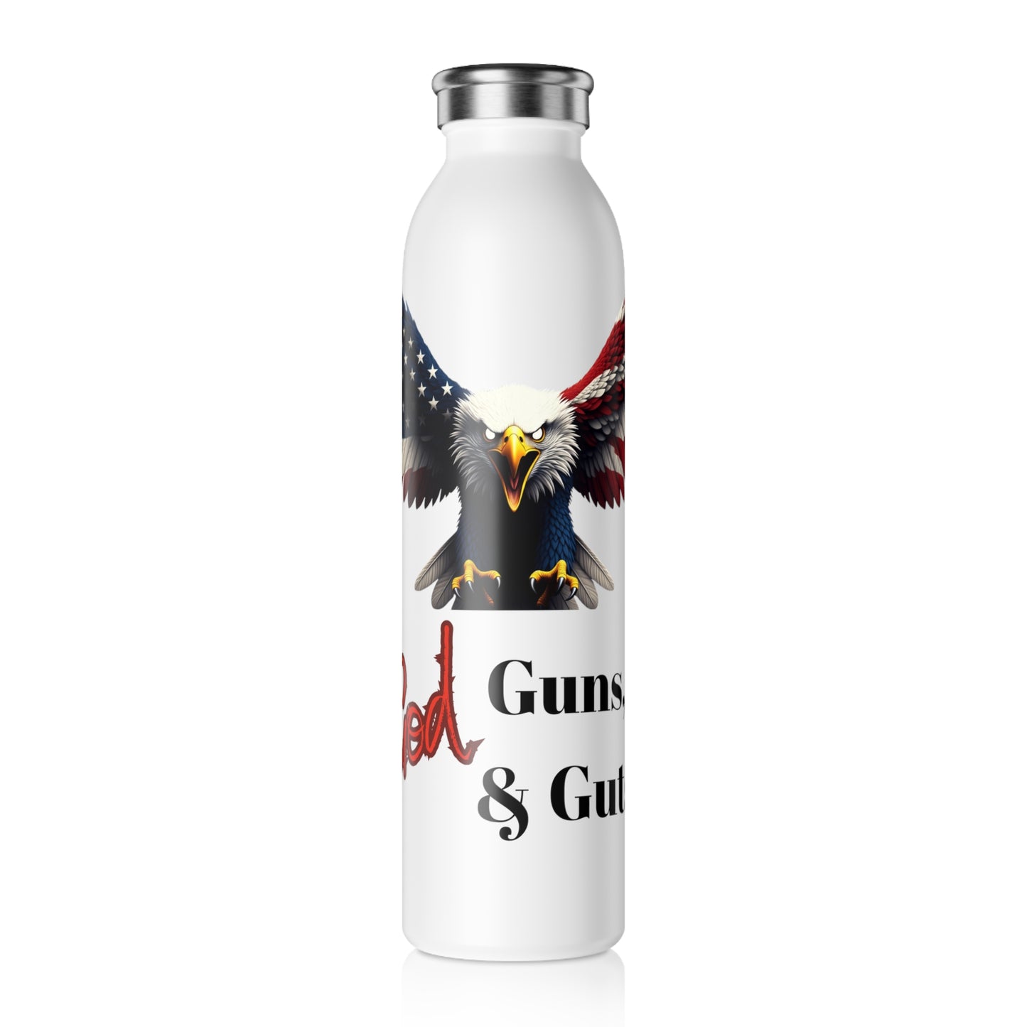 Patriotic Eagle God Guns & Guts Patriotic Eagle on a 20oz Stainless Steel Water Bottle