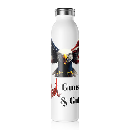 Patriotic Eagle God Guns & Guts Patriotic Eagle on a 20oz Stainless Steel Water Bottle