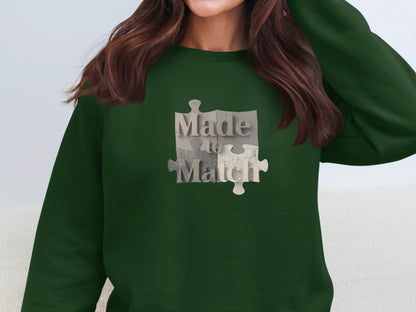 Made to Match Puzzle Graphic Green Sweatshirt