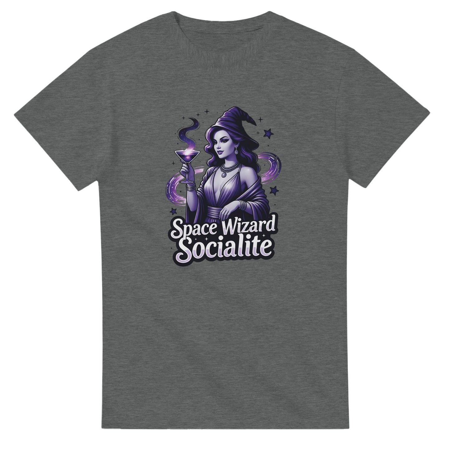 Space Wizard Socialite graphic design on a Heavyweight T-shirt