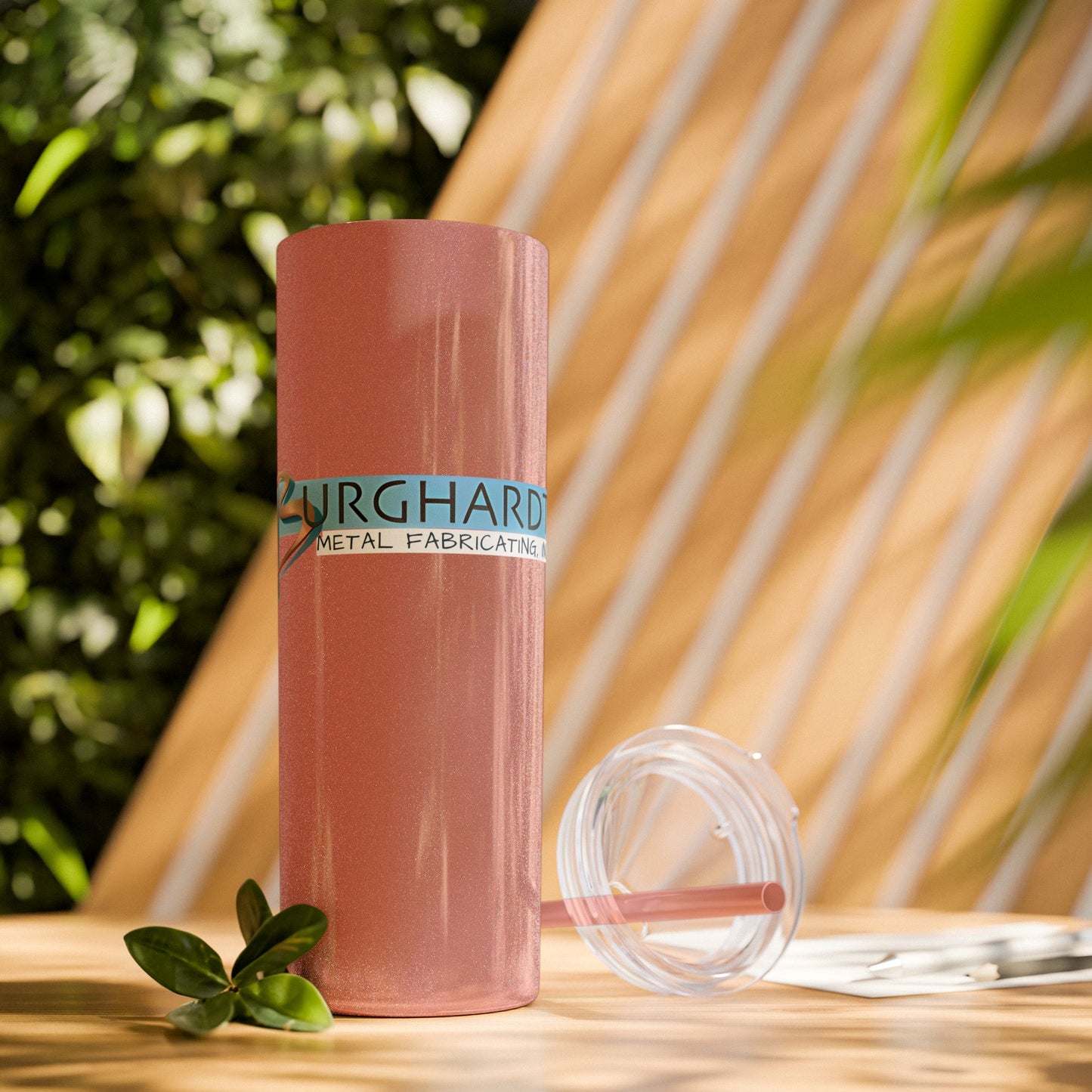 Burghardt Metal Fabricating, Inc., logo on a 20oz Skinny Tumbler