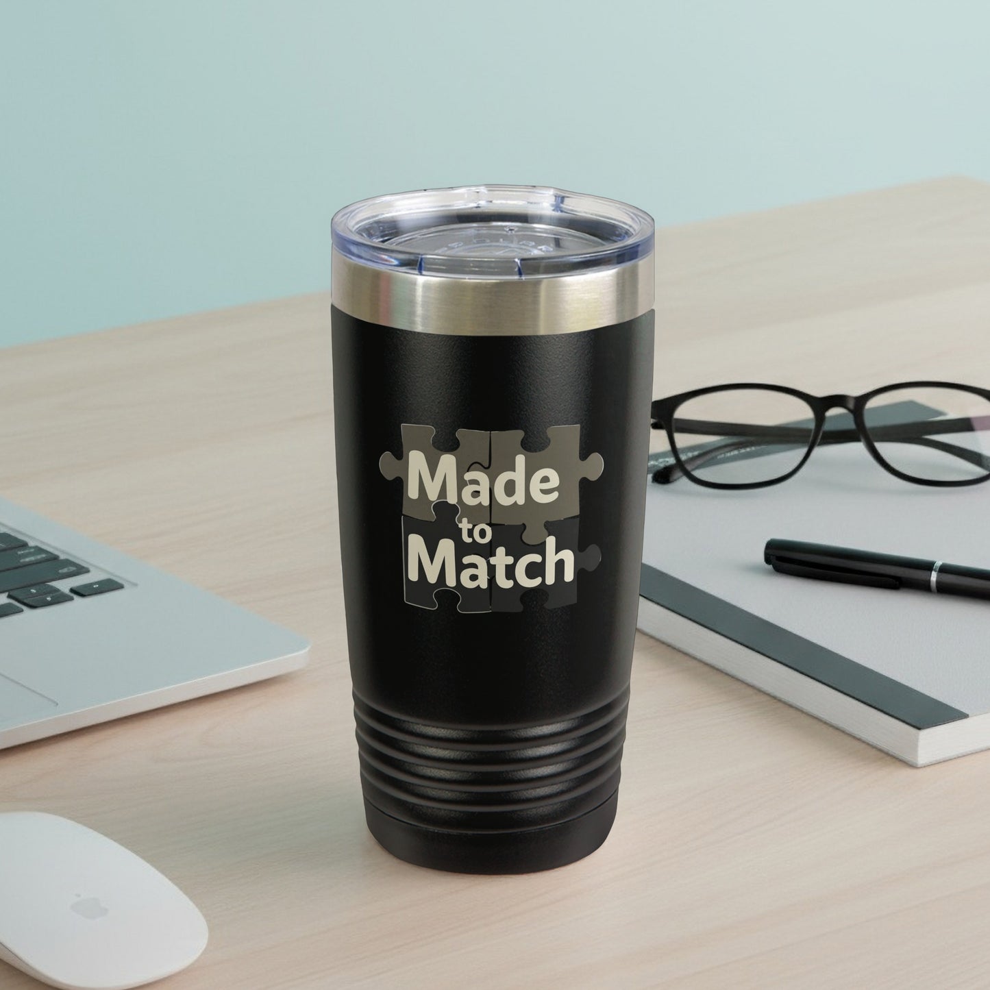 Made to Match Puzzle Design Travel Tumbler Cup