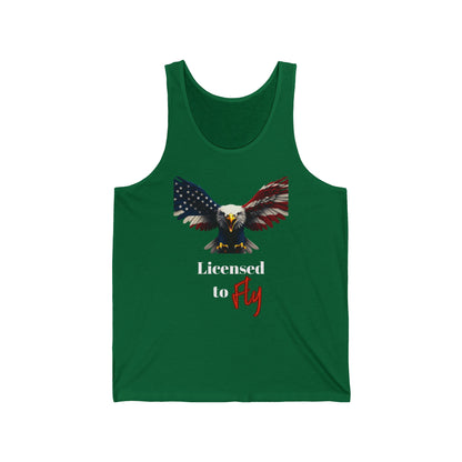 Licensed To Fly Patriotic Eagle on a Premium Tank Top