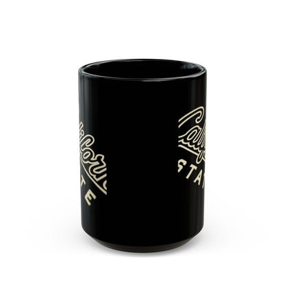 Black mug with "California State" text and logo.