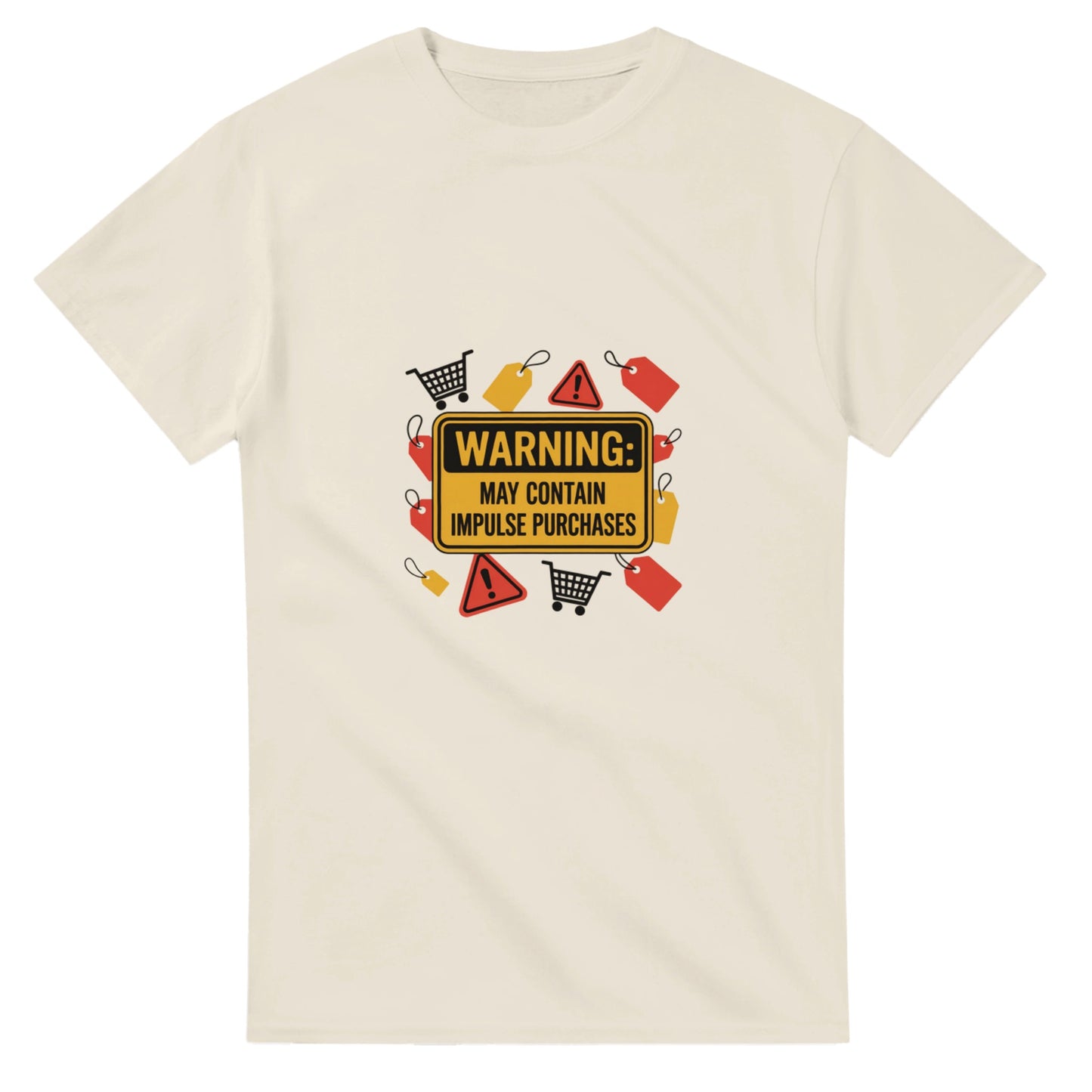 Warning May Contain Impulse Purchases heavyweight t-shirt mockup