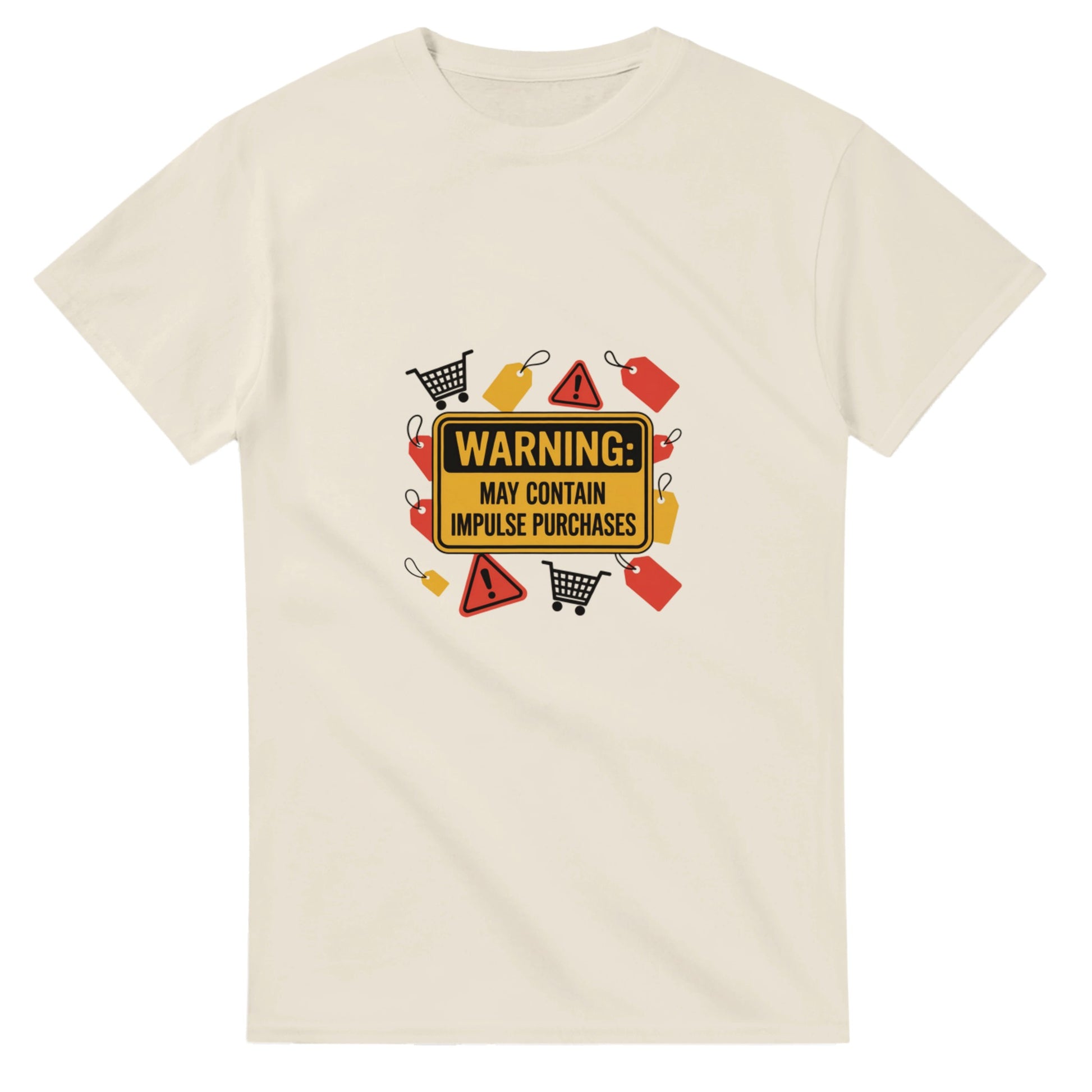 Warning May Contain Impulse Purchases heavyweight t-shirt mockup