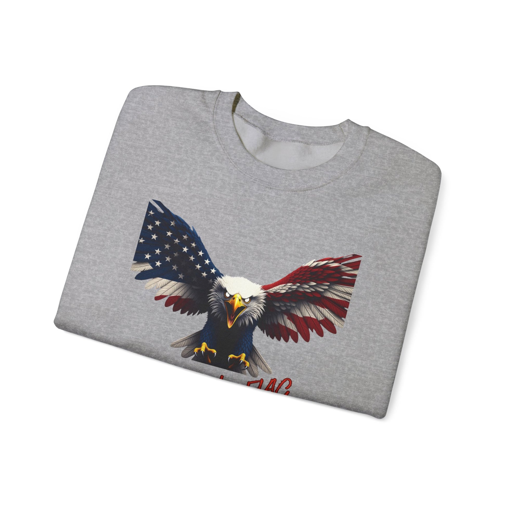 Stand For The Flag Kneel For The Cross Patriotic Eagle text on a Crewneck Sweatshirt