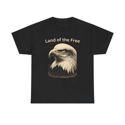 Engraved Eagle - Land of the Free - text on the top of a Heavyweight T-shirt
