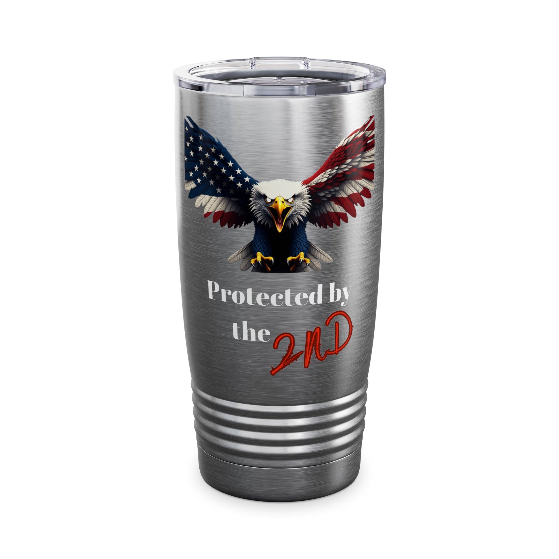 Protected By The 2nd Patriotic Eagle on a 20oz Insulated Tumbler