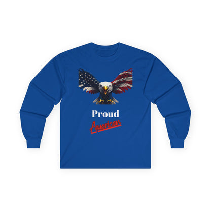 Proud American Patriotic Eagle on a long sleeve tee