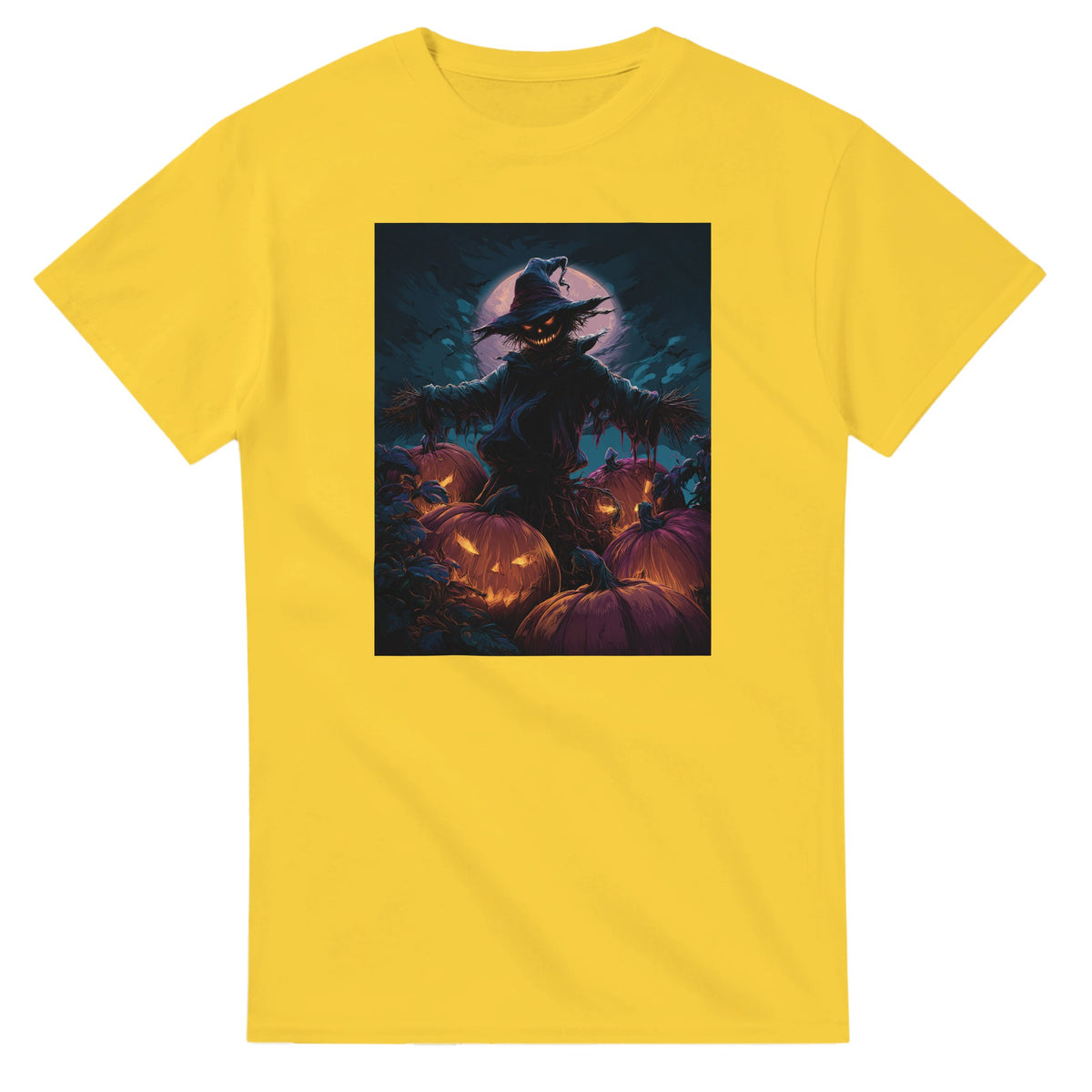 Jack-o'-Lanterns & Full Moon on a Heavyweight T-shirt