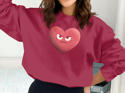 Grumpy Heart Red Sweatshirt for Casual Wear