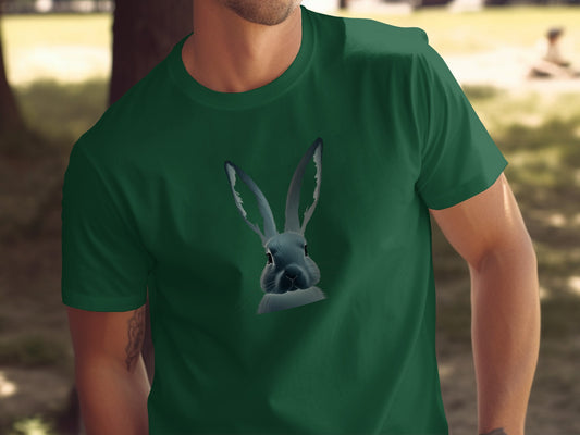 Dark Green Rabbit Head Digital Art Short Sleeve Shirt product type