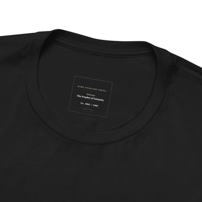 Black t-shirt with "Dark Folklore Series," "Mothman The Prophet of Calamity," and "No. 0001 / 1000" text.