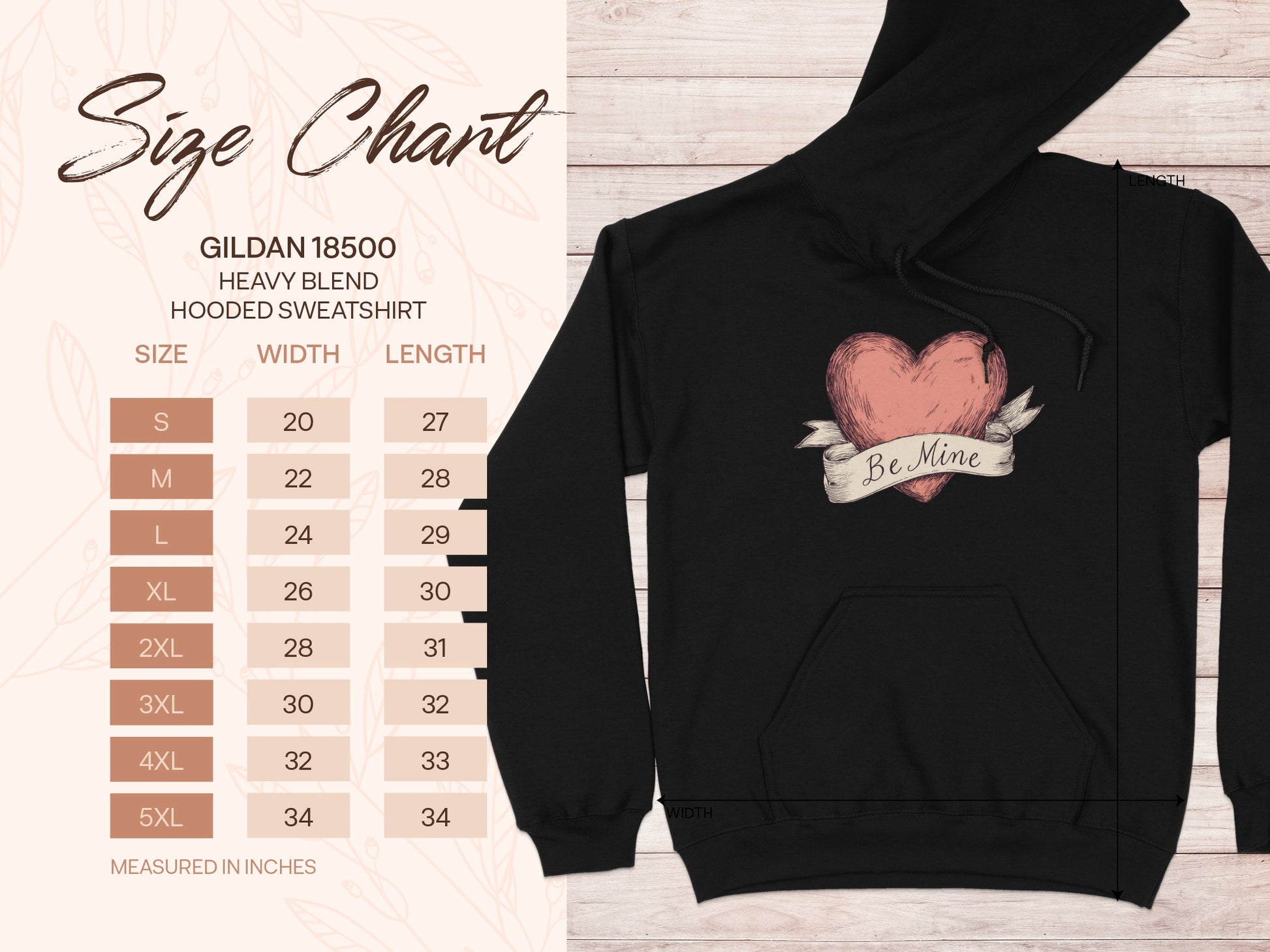 Be Mine Heart Black Hoodie Sweatshirt Gildan 18500