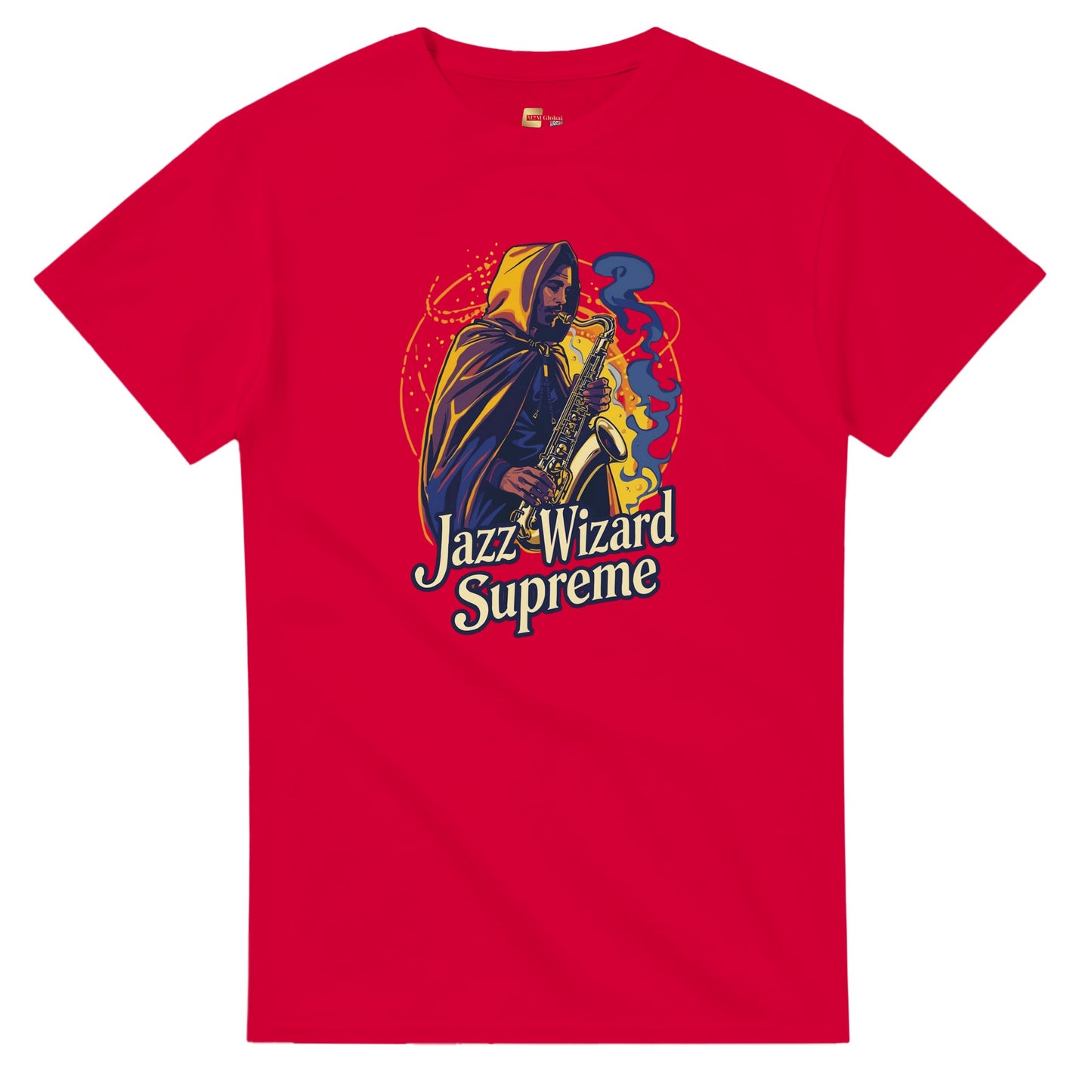 Jazz Wizard Supreme graphic design on a Heavyweight T-shirt