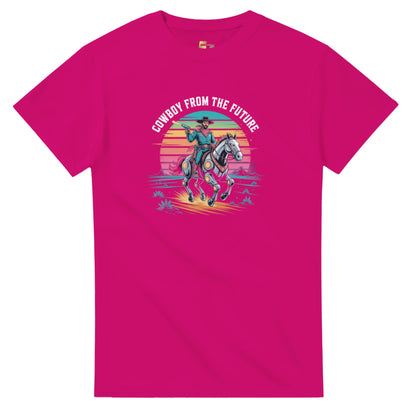 Retro-Futuristic Cowboy graphic design on a Heavyweight T-shirt