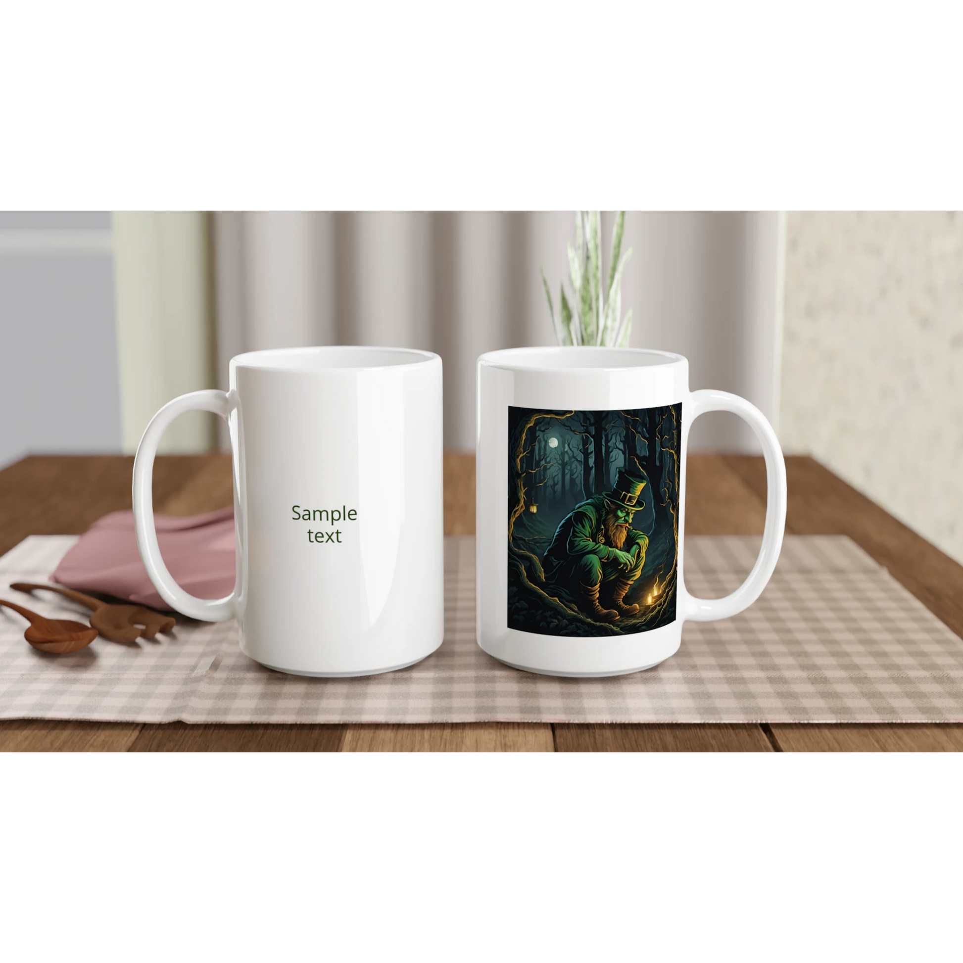 15oz ceramic mug mischievous leprechaun personalized