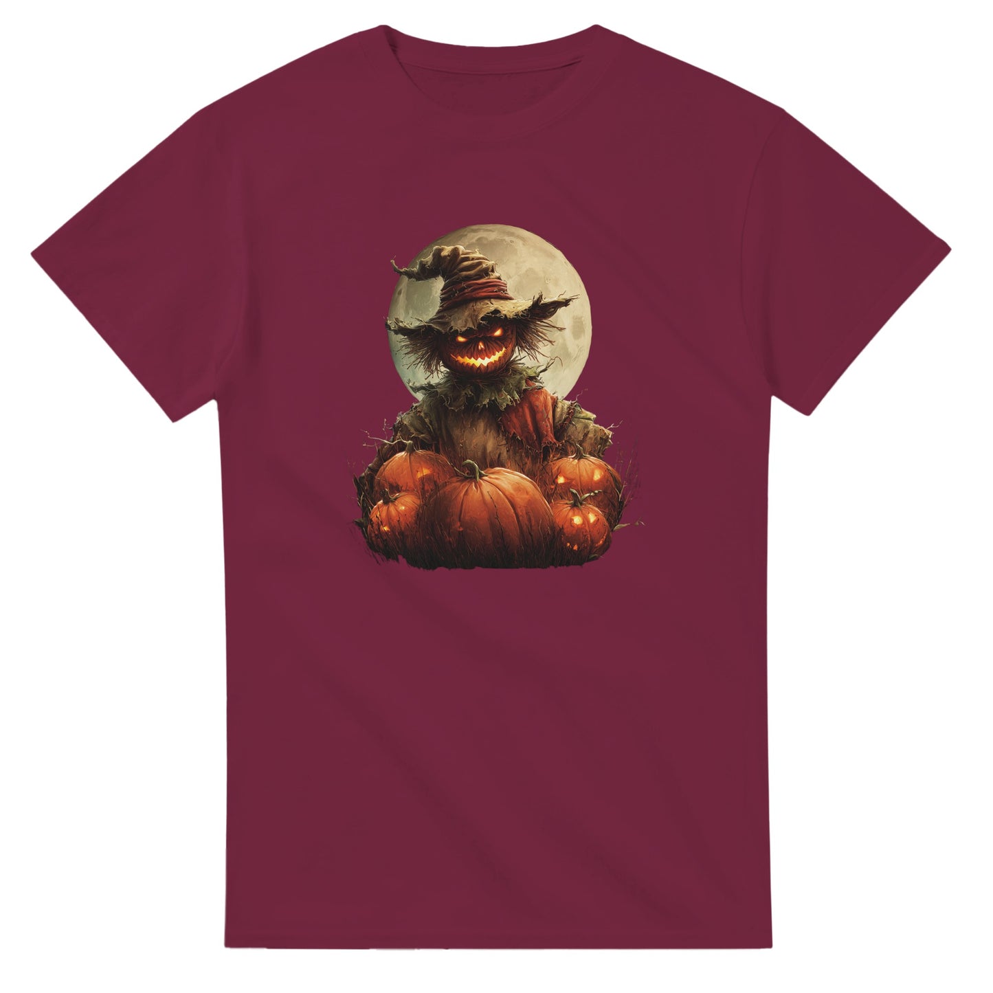 Spooky Scarecrow & Jack-O'-Lantern on a Heavyweight T-shirt