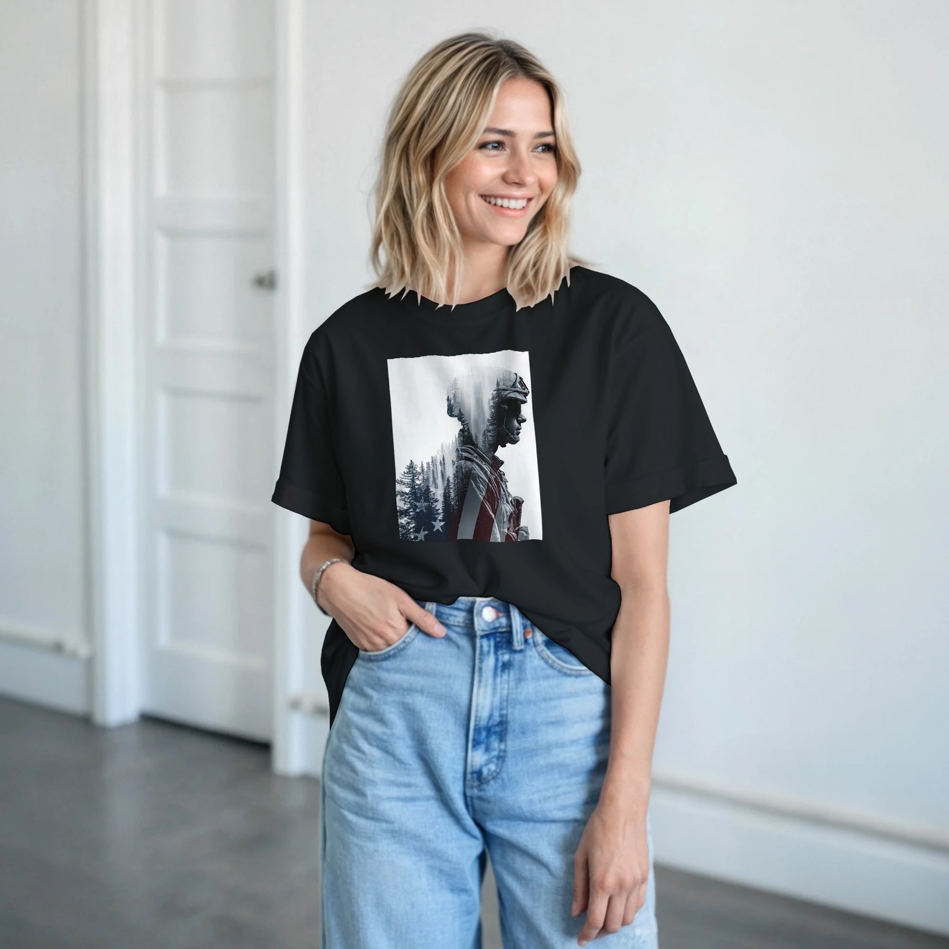 Patriotic Spirit Double Exposure on a heavyweight t-shirt