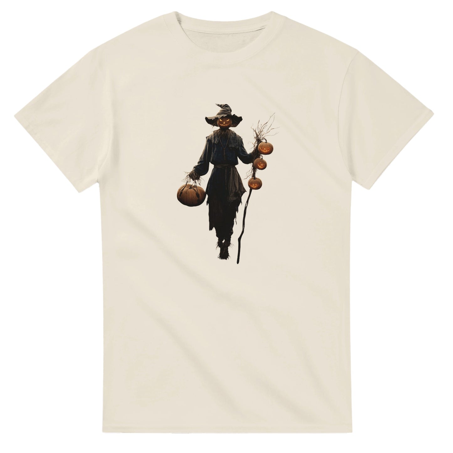 Spooky Scarecrow Jack-O'-Lantern on a Heavyweight T-shirt