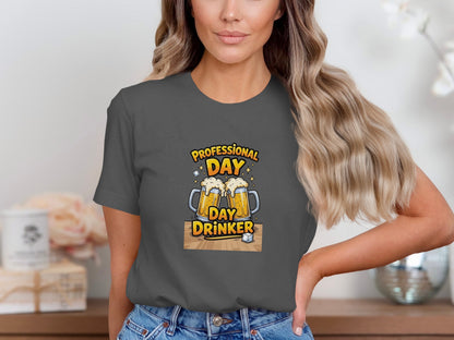 Professional Day Drinker Funny Graphic T-Shirt