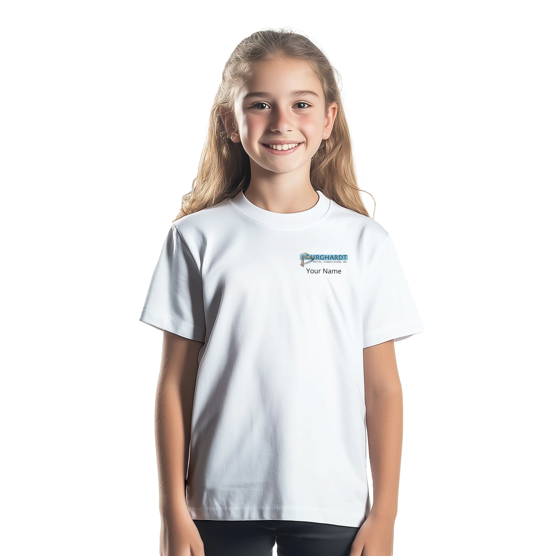 Burghardt Metal Fabricating, Inc., logo on a Polycotton Kids T-shirt