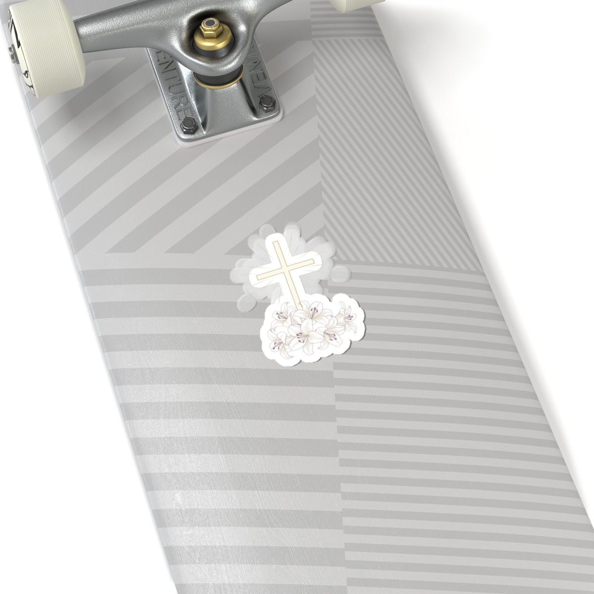 Elegant White Lily Cross Spiritual Sticker product type