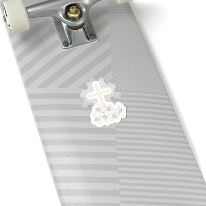 Elegant White Lily Cross Spiritual Sticker product type