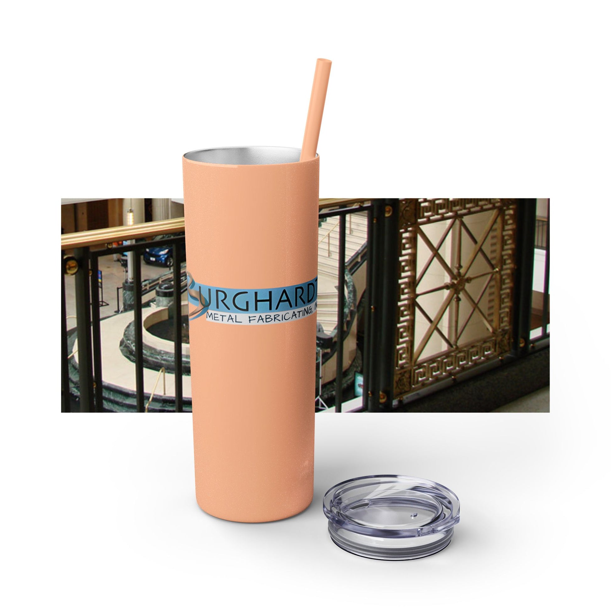 Burghardt Metal Fabricating, Inc., logo on a 20oz Skinny Tumbler