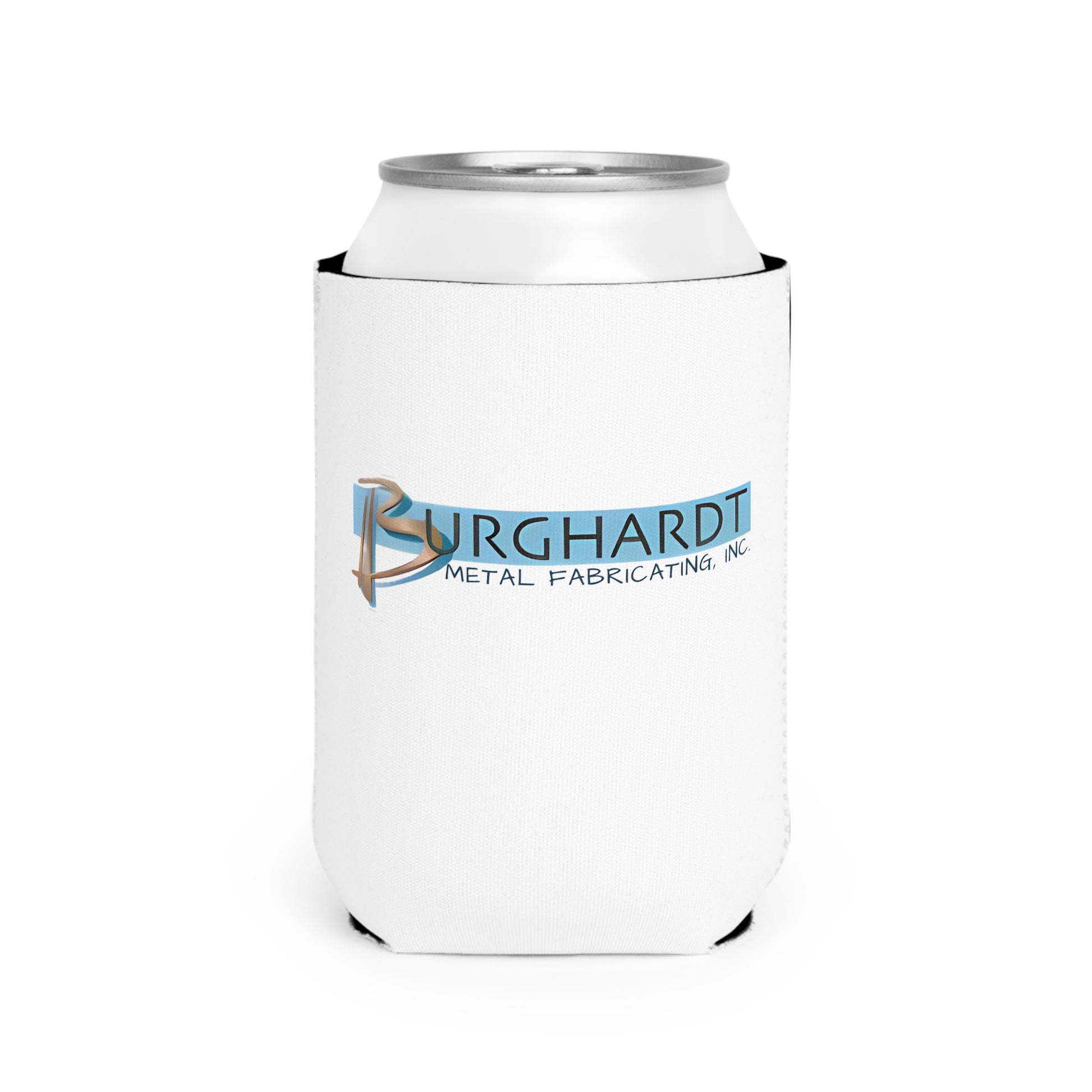Burghardt Metal Fabricating, Inc., logo on a Can Cooler Sleeve