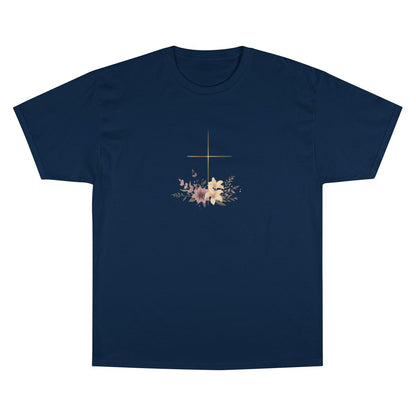 Elegant Golden Cross Flower Design Navy Blue product type