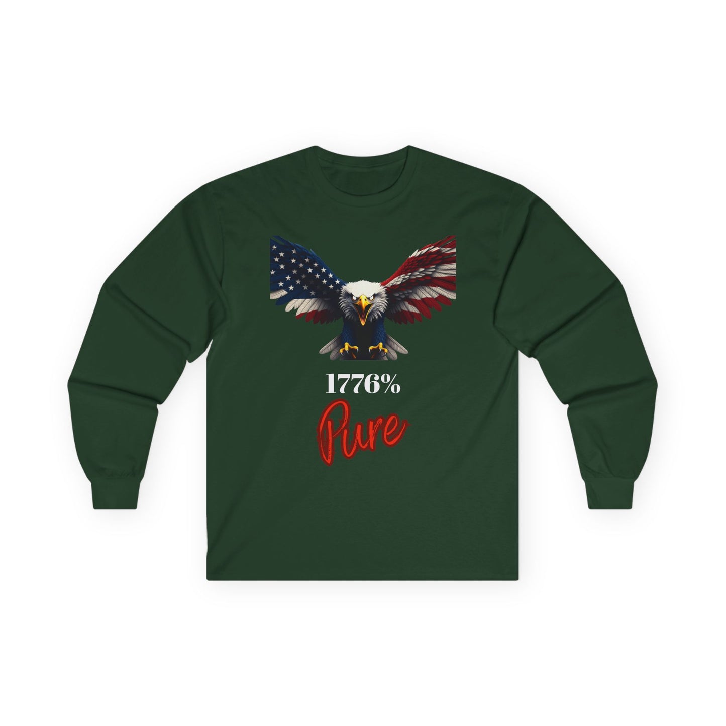 1776% Pure Patriotic Eagle on a long sleeve tee