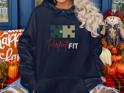 Perfect Fit Puzzle Graphic Hoodie Ideal Fall Sweatshirt
