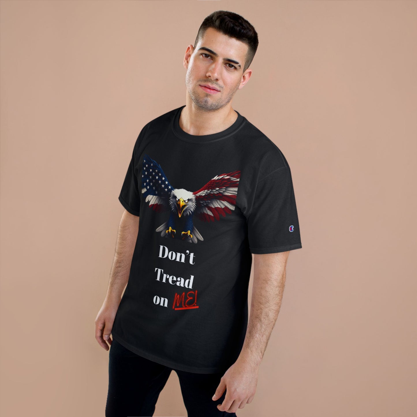 Don't Tread On Me Patriotic Eagle on a Champion T-shirt