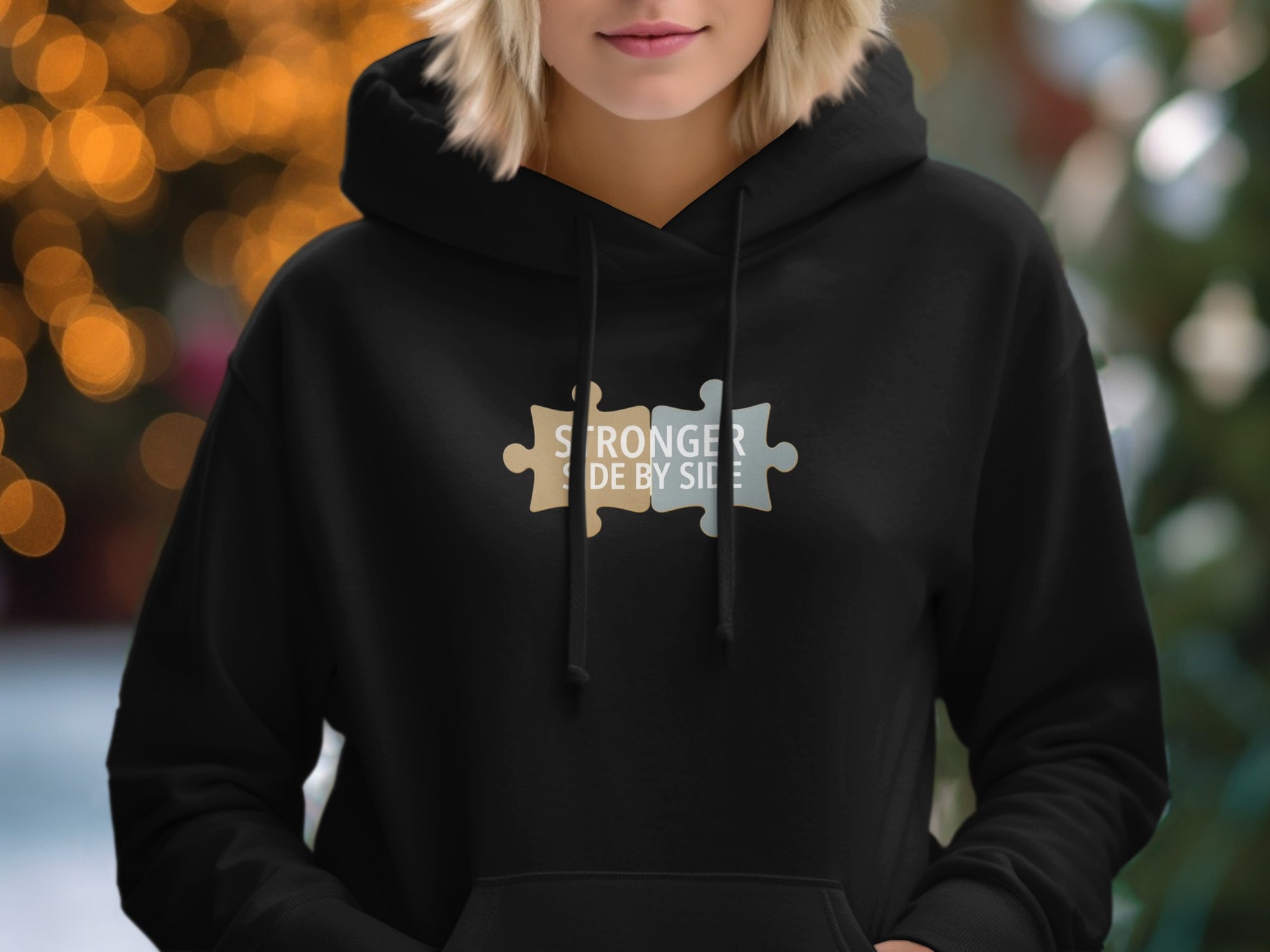 Stronger Side By Side Puzzle Hoodie for a Meaningful Look