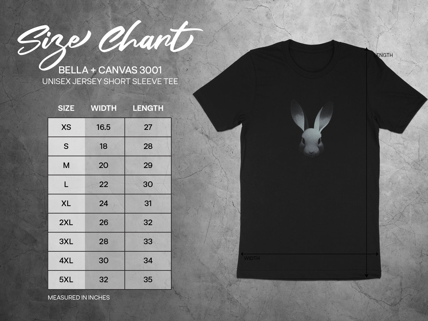 Rabbit Head Print Unisex Jersey Short Sleeve Tee product type
Rabbit
Bunny
Animal
Pet
Cute
Monochrome
Black Tee
White Rabbit
Grey Rabbit
T-shirt
Apparel
Graphic Tee
Unisex Tee
Short Sleeve
Bella Canvas
Bella Canvas 3001
Jersey Tee
Animal Lover
Minimalist Design