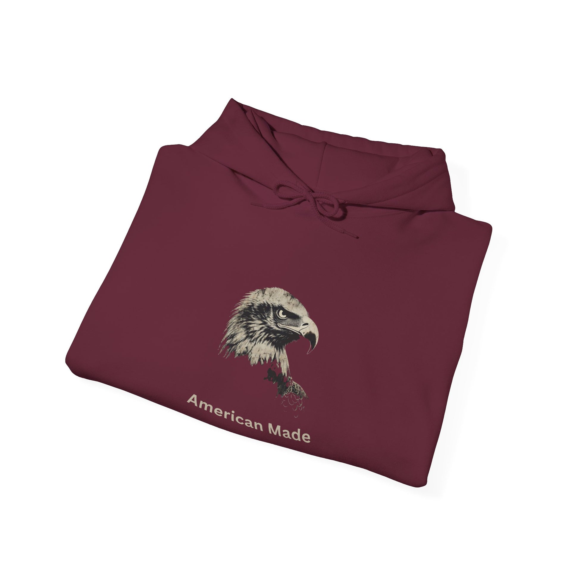American Made text beneath an eagle head on a Pullover Hoodie