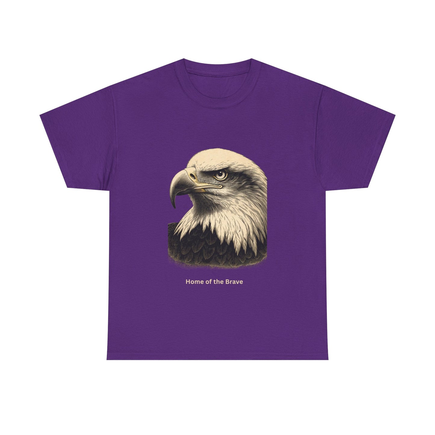 Engraved Eagle - Home of the Brave - muted text on the bottom of a Heavyweight T-shirt
