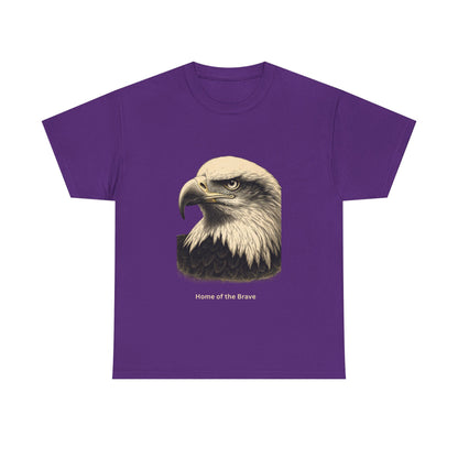 Engraved Eagle - Home of the Brave - muted text on the bottom of a Heavyweight T-shirt
