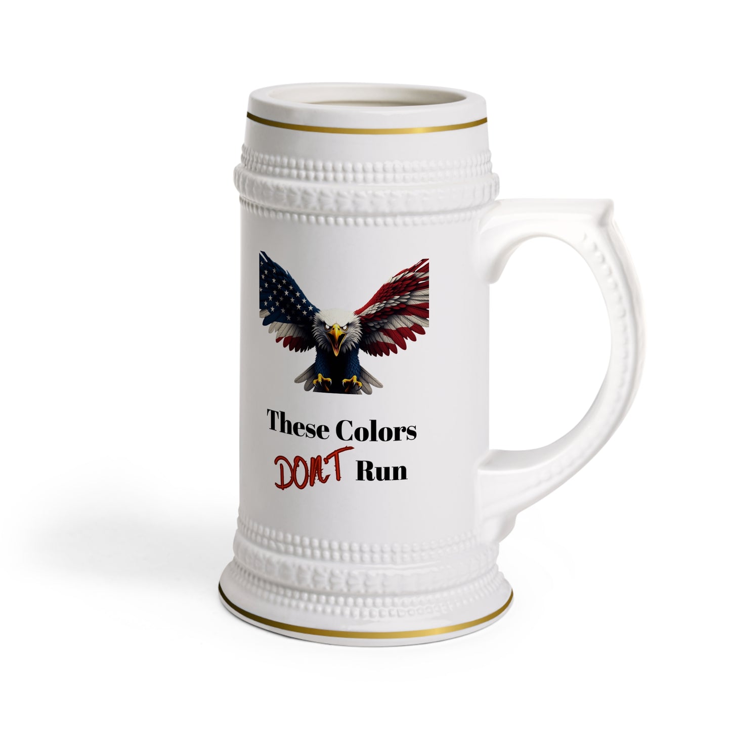 These Colors Don't Run Patriotic Eagle on a 22oz Ceramic Beer Stein