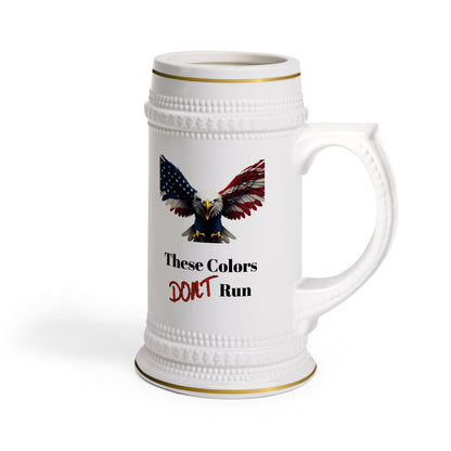 These Colors Don't Run Patriotic Eagle on a 22oz Ceramic Beer Stein