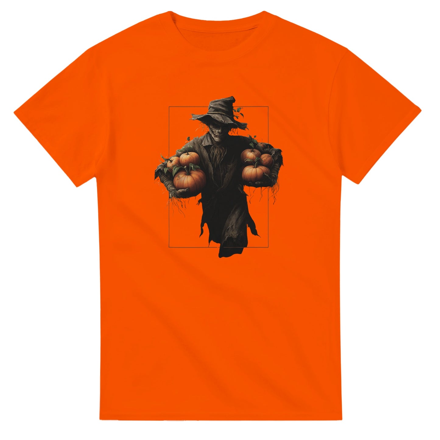 Spooky Harvest Scarecrow on a Heavyweight T-shirt