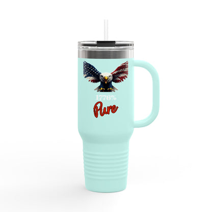 1776% Pure Patriotic Eagle on 40oz red insulated travel mug