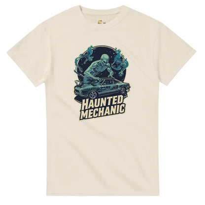 Haunted Mechanic graphic design on a Heavyweight T-shirt
