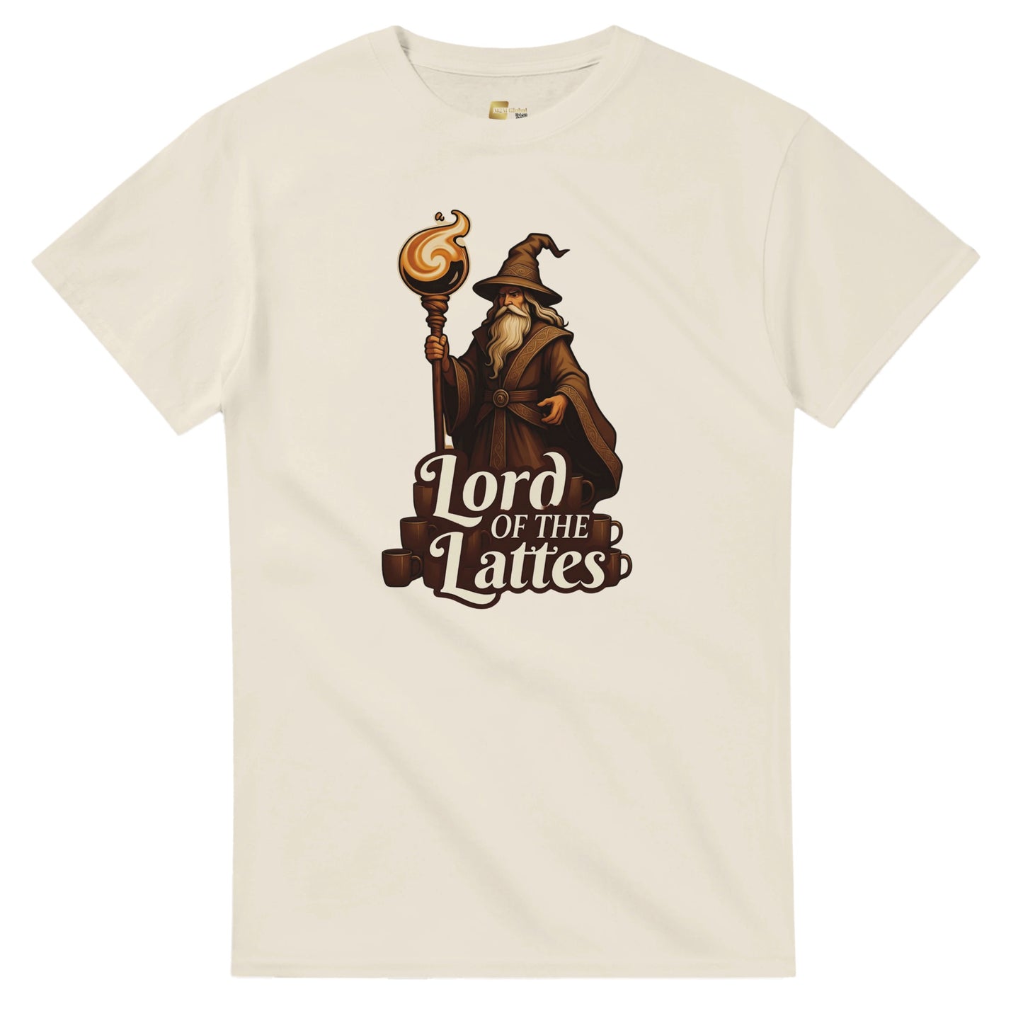 Lord of the Lattes graphic design on a Heavyweight T-shirt